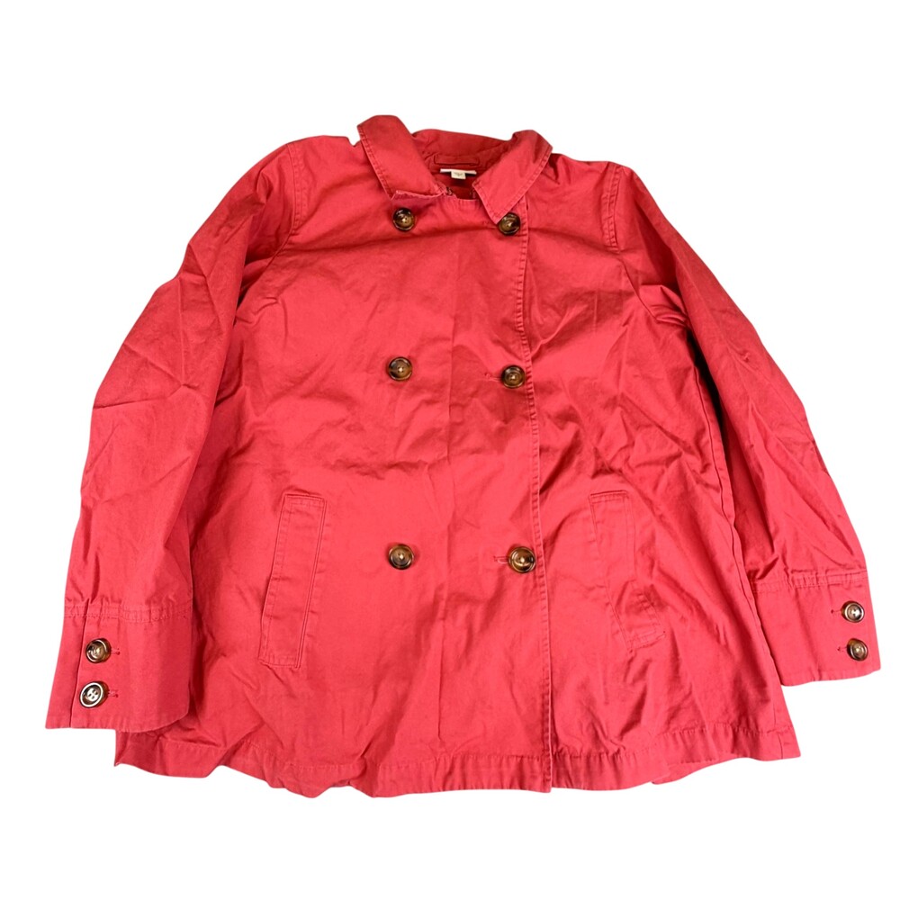 J. Jill Jacket Womens Medium Pink Cotton Twill Pea Coat Button Pockets